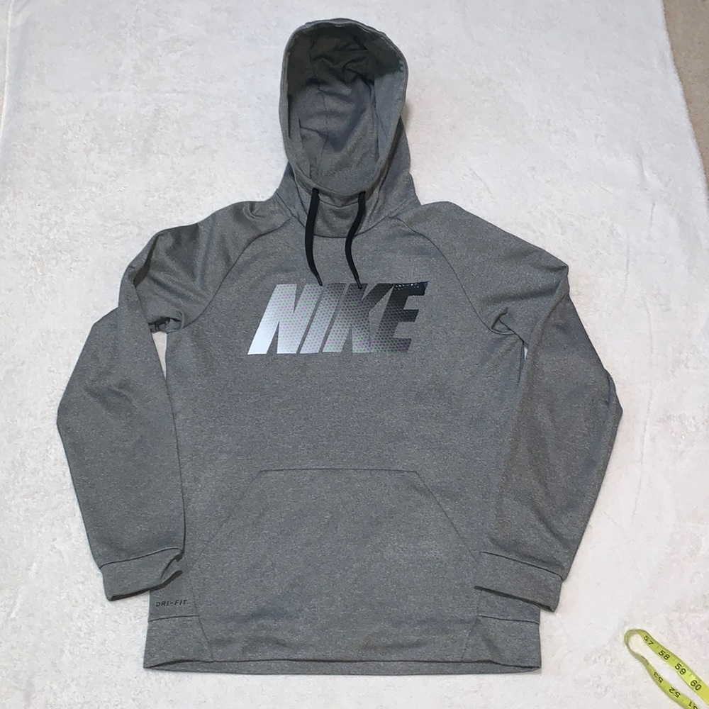 Nike  Dri-fit grey hoodie logo sweatshirt size Medium